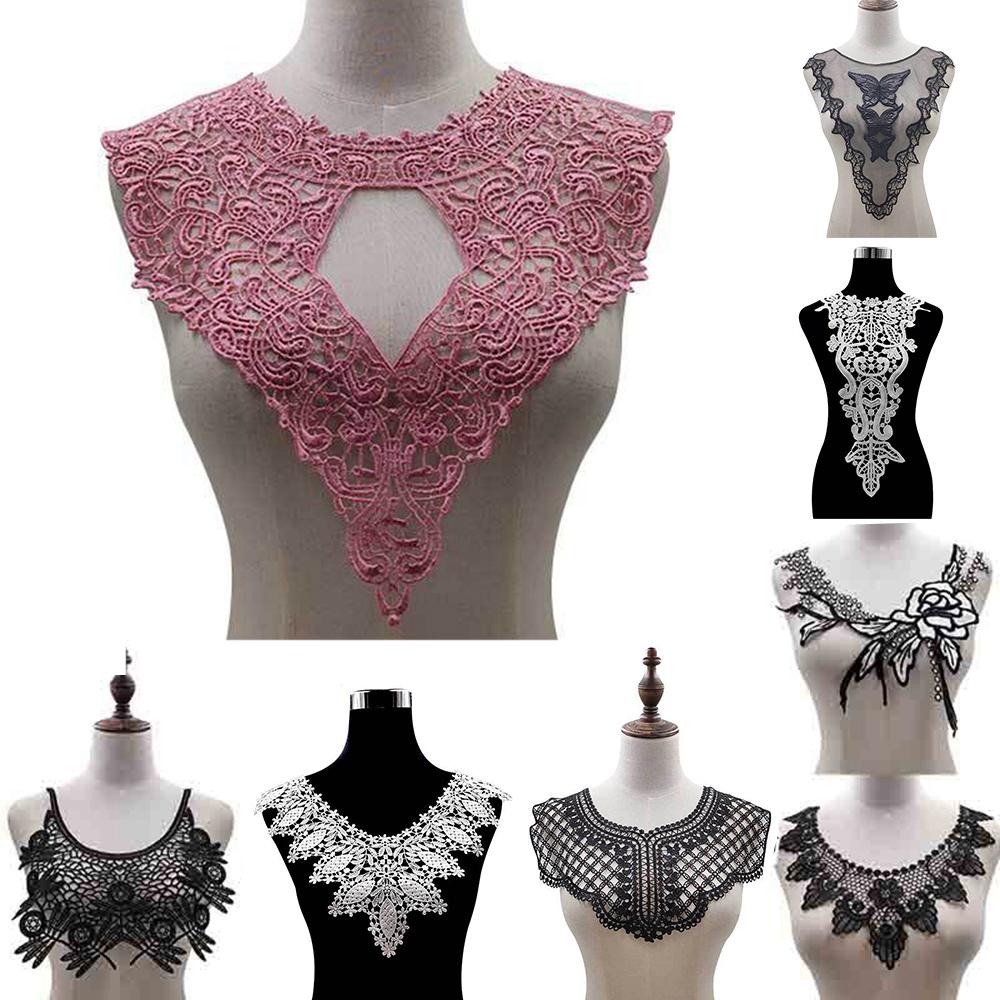 Flower 3D Neckline Scrapbooking Collar Garment Accessories Embroidery Lace Apparel Sewing Fabric