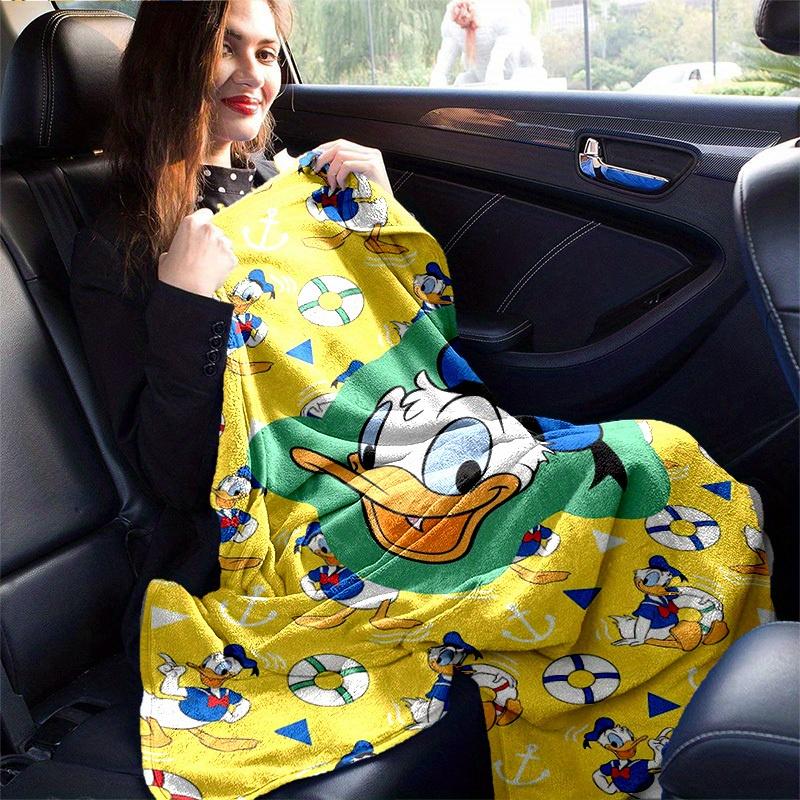 1pc. Cute Donald Duck Cartoon Blanket, Perfect for Home Decor, Gift Idea, Suitable for All Seasons, Bright Yellow Background with Lifebuoys