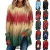 Women's Fashion Casual Round Neck Christmas Printed Shoulder Long Sleeved Pullover T-shirt Top