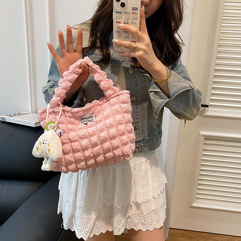 Складная сумка-облако, сумка-пузырь для выхода в свет, нишевый ленивый ветер, однотонная женская дутая сумка