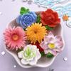 10PCS Resin Kawaii Colorful Painted Sunflower Lotus Chrysanthemum Flat Back Flower Stone Figurine Scrapbook Bow Decor DIY Craft Supplies