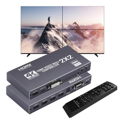 Контроллер видеостены 2x2 HDMI 4K HD Дисплей 1920x1080P 60 Гц HDMI DVI RS232 Видеовход с ИК-пультом Поворот рамки 9 Режимов отображения 1x2 4x1