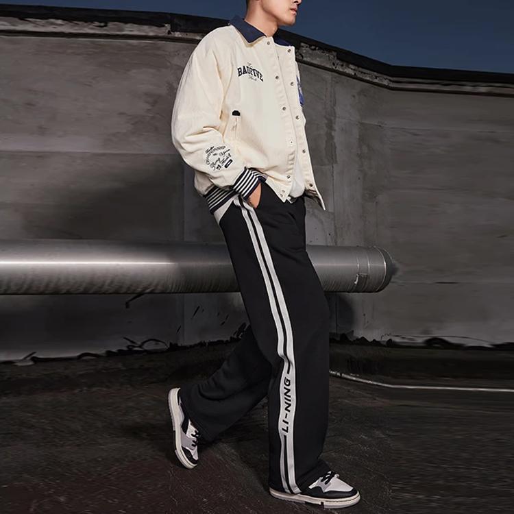 Li-Ning Спортивная баскетбольная серия с вышитым логотипом, куртка на пуговицах с длинными рукавами, мужская куртка, бежевая AJMS109-2