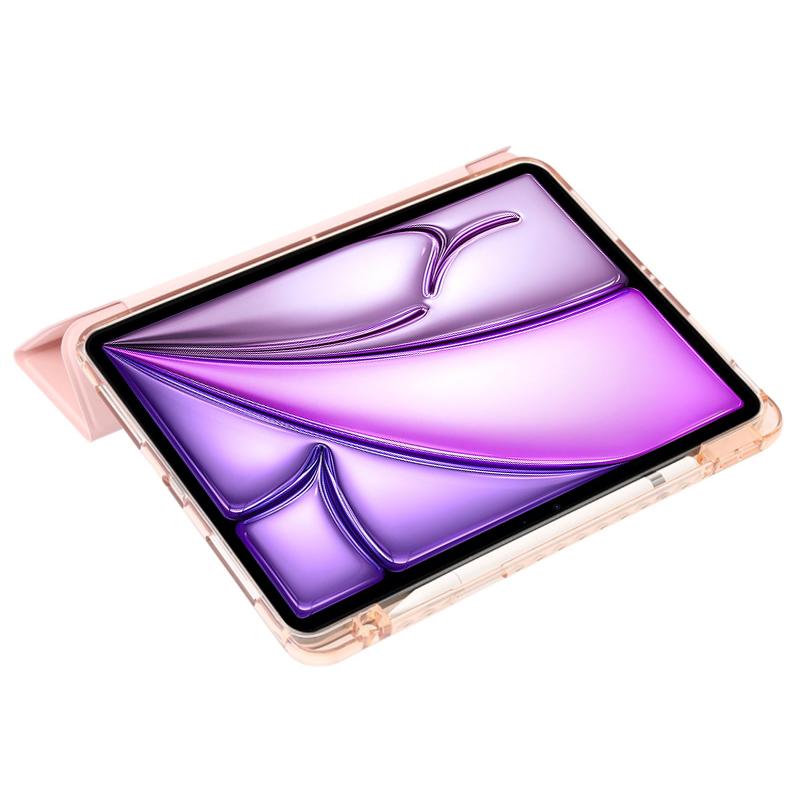 Для iPad Эйр 13 (2025)/(2024) Чехол-подставка трифолд с акриловой задней крышкой и ПУ кожей, противоударный чехол для планшета