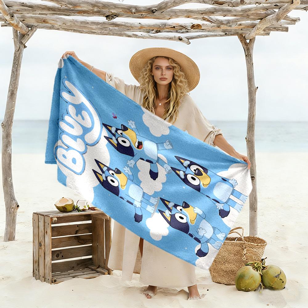 Bluey's Adventure Forest Beach Towel Soft Durable Quick-Dry Comfortable Lightweight Perfect for Traveling Yoga Camping and Swimming