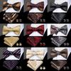 Hi-Tie Adjustable Butterfly Self Bow Tie for Mens Silk Floral Paisley Male Classic Wedding Party Golden Red Bow Tie Set