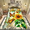 Homewish Retro Butterfly Duvet Cover Set,Rustic Flower Sunflower Comforter Cover Set,Modern Aesthetic Art Bed Set For Girls