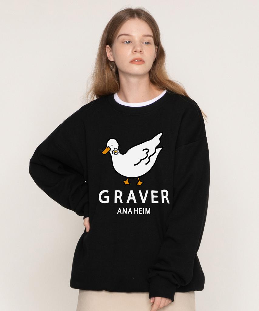 GRAVER [Унисекс] Белая Утка Улыбка Толстовка_Черная