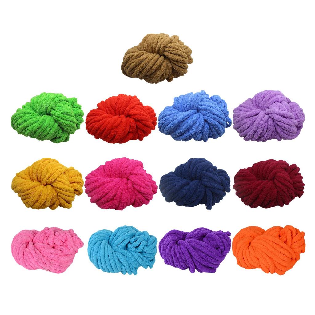 Chunky Chenille Yarn Thick Yarn Jumbo Gauge 7 Plush Yarn Acrylic Bulky Yarn for Bed Hand Knitting Crochet Throw Cushion