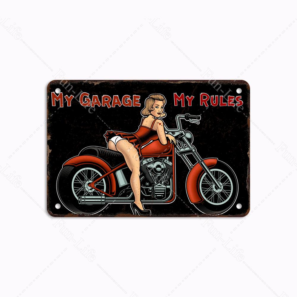 Гараж Классика Винтаж Красивая Девушка Металлическая Табличка Ретро Оловянная Вывеска Железная Живопись Бар Клуб Искусство Домашний Настенный Декор Плакат 20x30 см