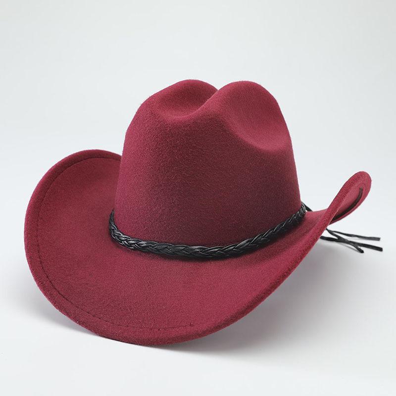 European and American men and women's crimped western cowboy hat autumn and winter new woolen hat jazz hat knight hat top hat