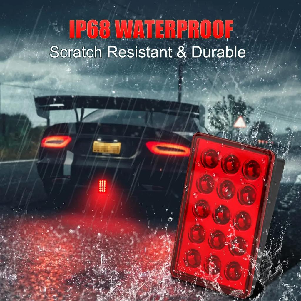 Светодиодные стоп-сигналы в стиле F1, 12 В, 15 светодиодов, задние фонари, автоматическая вспышка, предупреждение о заднем ходе, сигнальные лампы безопасности для автомобиля, внедорожника, мотоцикла