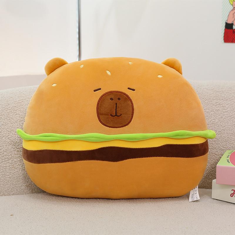 Plush Capybara Hamburger Toy Adorable Cartoon Girls Bedtime Pal Birthday Gift