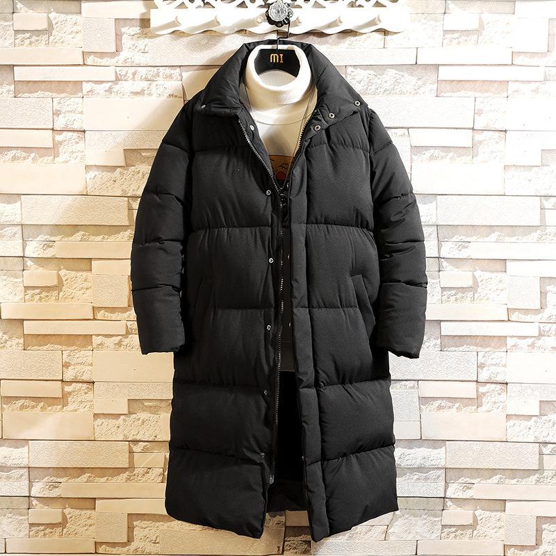 Осенне-зимнее длинное пальто Ea для мужчин выше колена, утолщенное, свободного кроя, большого размера, с капюшоном, воротником-стойкой, ветровка, хлопковое пальто