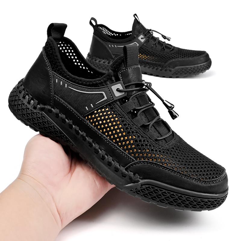 Летняя дышащая мужская сетчатая обувь с быстрой шнуровкой, удобная мягкая подошва, мужская обувь для активного отдыха