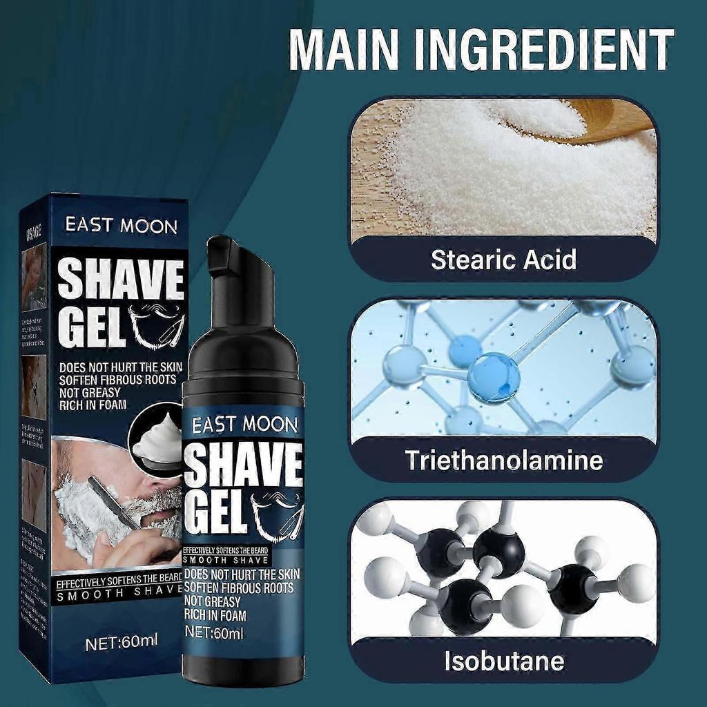 Men's Shaving Cream - Gentle, Moisturizing Foam for Softened Beard & Close, Comfortable Shave - Refreshing Skin Care in 60ml
