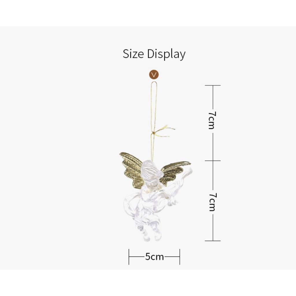 4 шт. Рождественские украшения в виде ангела, кристально чистый ангел с золотыми крыльями, подвески для рождественской елки, праздничные украшения