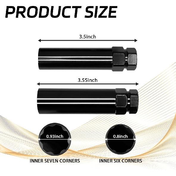 Large 6 Spline Lug Nut Socket Spline Lug Nut Key, Wheel Lock Key Fuel Rim Nuts Lock Removal For 6Spline Wheel Nuts And 21Mm 13/16 Inch & 22Mm 7/8