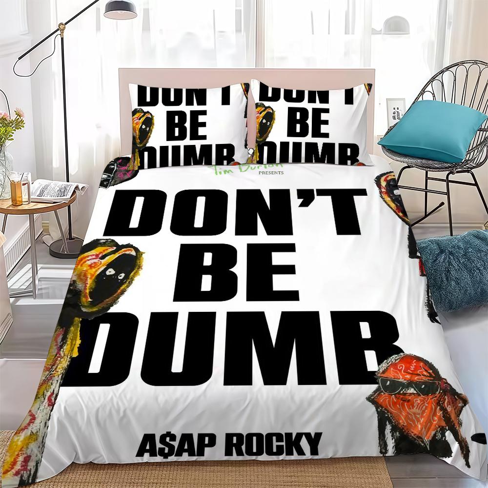 Asaps-Es R-Rockys-Es Не Будь Глупым Комплект Пододеяльников Домашний Стиль Постельное Белье Мягкий Хлопок Для Стирки Кровать Комплект из 3 Предметов Подарок для Студенческого Общежития