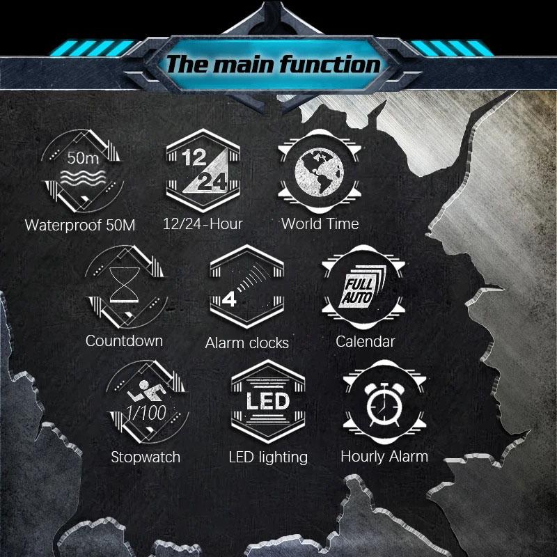 NORTH EDGE Мужские цифровые часы в стиле ретро, промышленный металл, водонепроницаемые, 50 м, спортивные часы для мужчин, мировое время, reloj de hombre