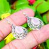 Natural Rose Quartz Gemstone Handmade 925 Sterling Silver Earring 1.65" L2E70