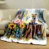 Fox with Birds in Flower Garden print blanket soft and cozy perfect for the living room bed sofa or a nap,gift