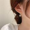 Korean Elegant  Flower Hoop Earrings For Women Girls  Metal Chain Boucle Oorbellen Daily Jewelry Gift
