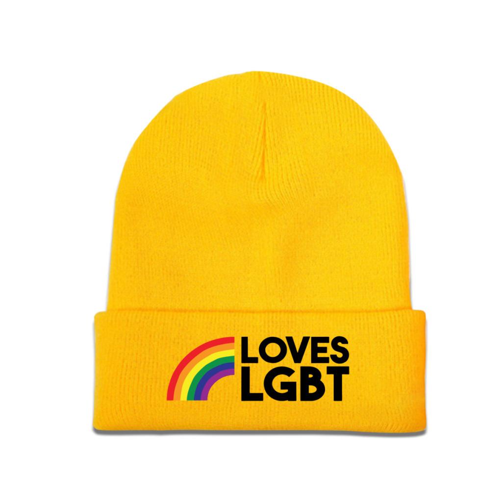 Вязаные шапки ЛГБТ для женщин, шапки унисекс, зимняя шапка для гордости, бисексуалов, лесбиянок, геев, Радуга, теплая шапка в стиле Харадзюку