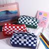 Хранение косметики Большая вместимость Клетчатая пенал Настольный органайзер Пенал Карандашница