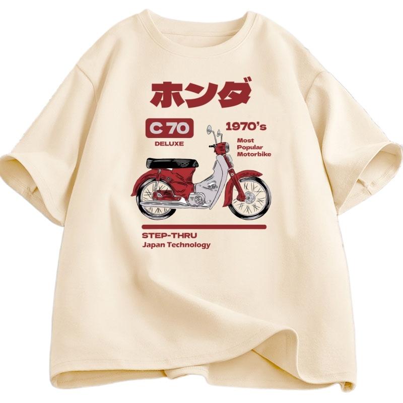 Japanese Style Vintage Anime Car T-shirt for Men Women Summer Printed T Shirt Loose High Quality Round Neck Tees Clothes Summer