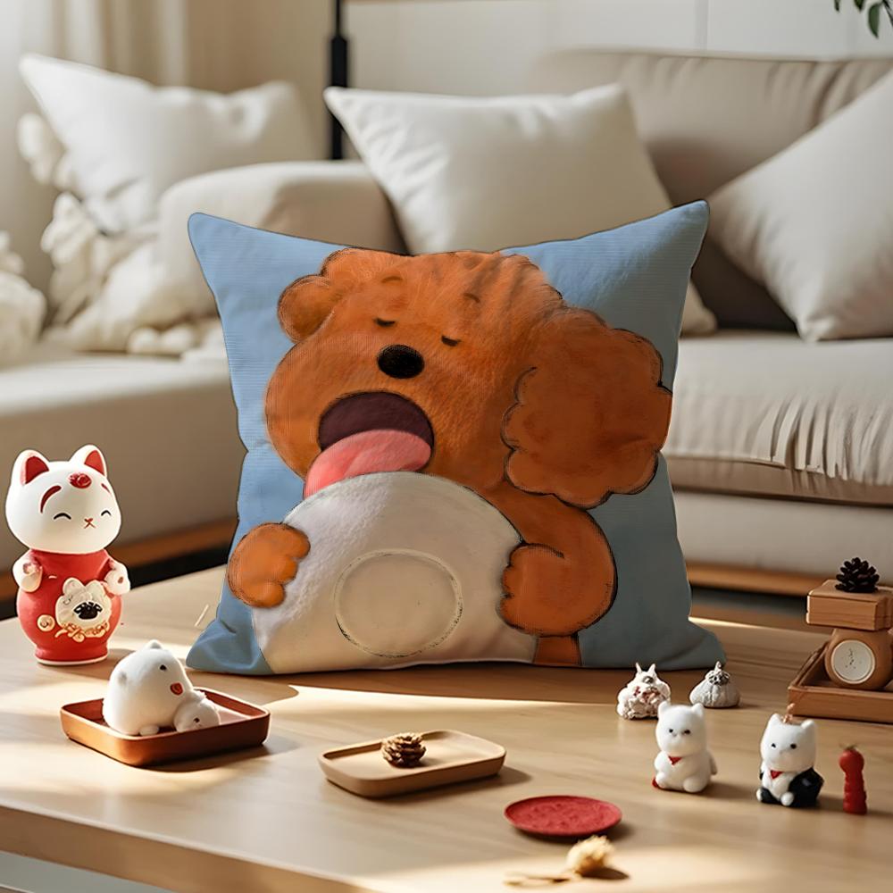 Puppy Life Cushion Cover Anti-dustmite Pillowcase Invisible Zipper Silky Short Plush Sofa Cushion Cover