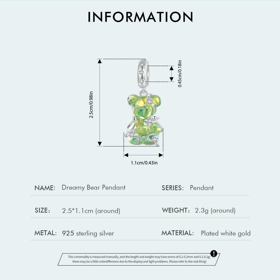 WOSTU Подвеска «Мечтательный медведь» из стерлингового серебра 925 пробы подходит для оригинального браслета «сделай сам», сказочный подарок для женщин, ювелирные украшения