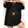 Black Oversized T Shirt With Sunburst Design And Be The Light Matthew 514 Text For Casual Wear