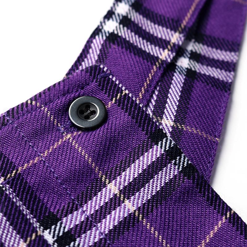 Фиолетовые женские модные осенние повседневные брюки в стиле ретро, ​​клетчатый комбинезон на подтяжках