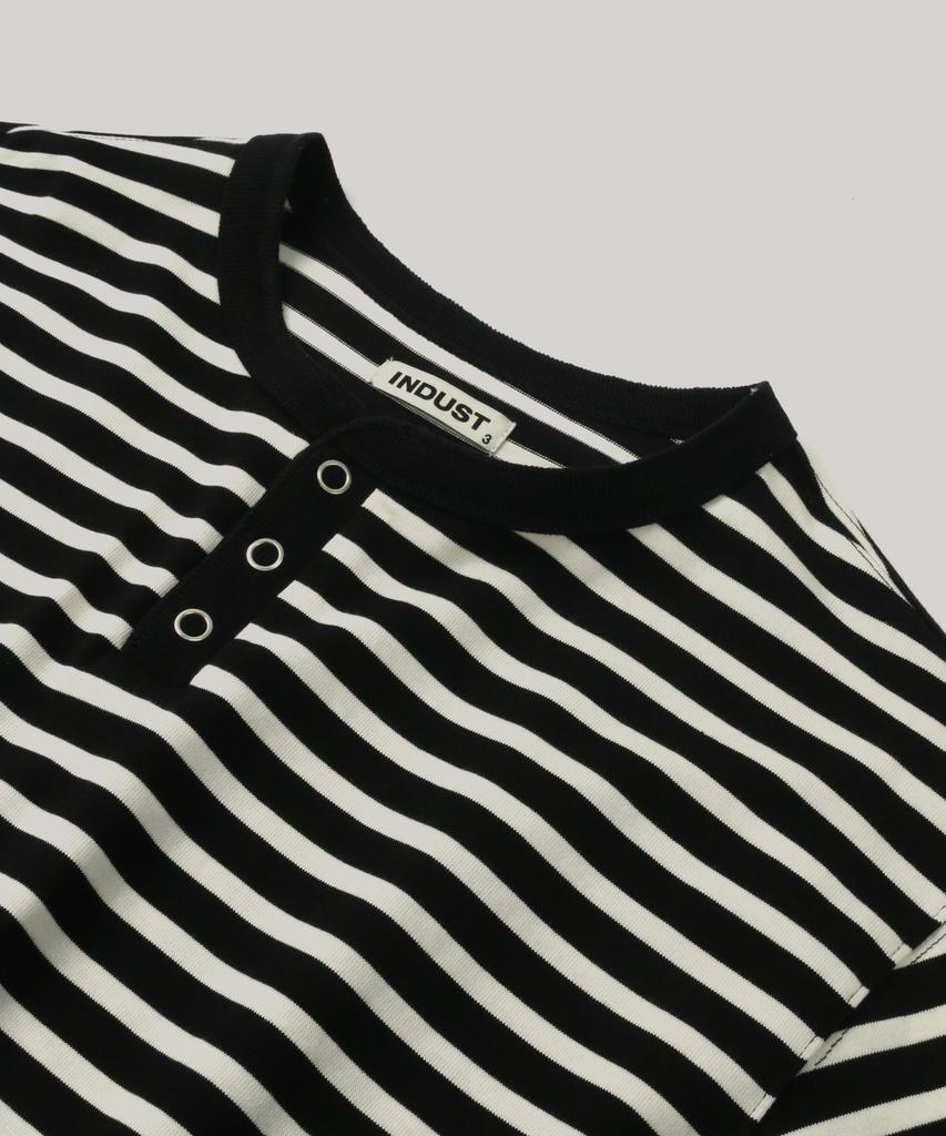INDUST Striped Henley Neck Sweatshirt_3Color