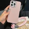Чехол-подвеска с текстурой кожи для iPhone 12-17 с ремешком для руки, однотонный