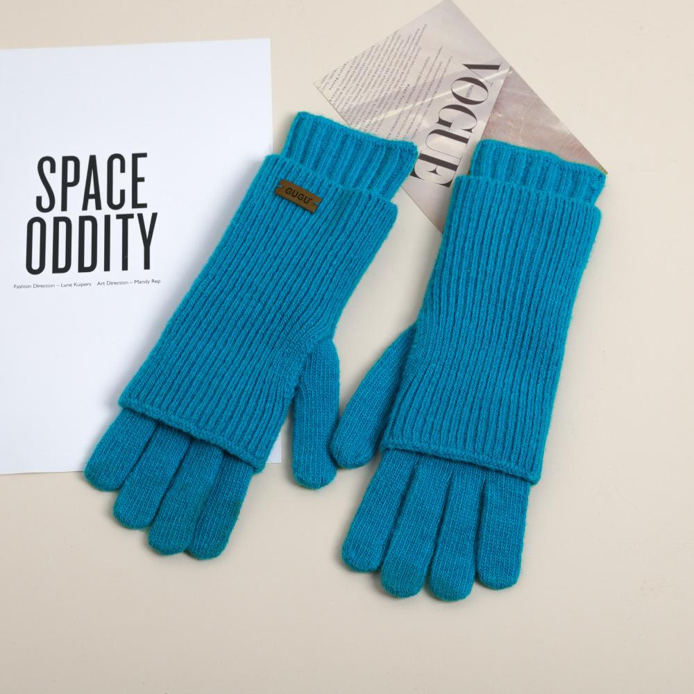 Вязаные шерстяные перчатки с открытыми пальцами для сенсорного экрана, пятипалые, женские, для осени и зимы, тепло, плюс бархатное утолщение, для езды на велосипеде для защиты от холода