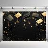 1 graduation background banner with black cap, suitable for graduation parties, with multiple sizes to choose from