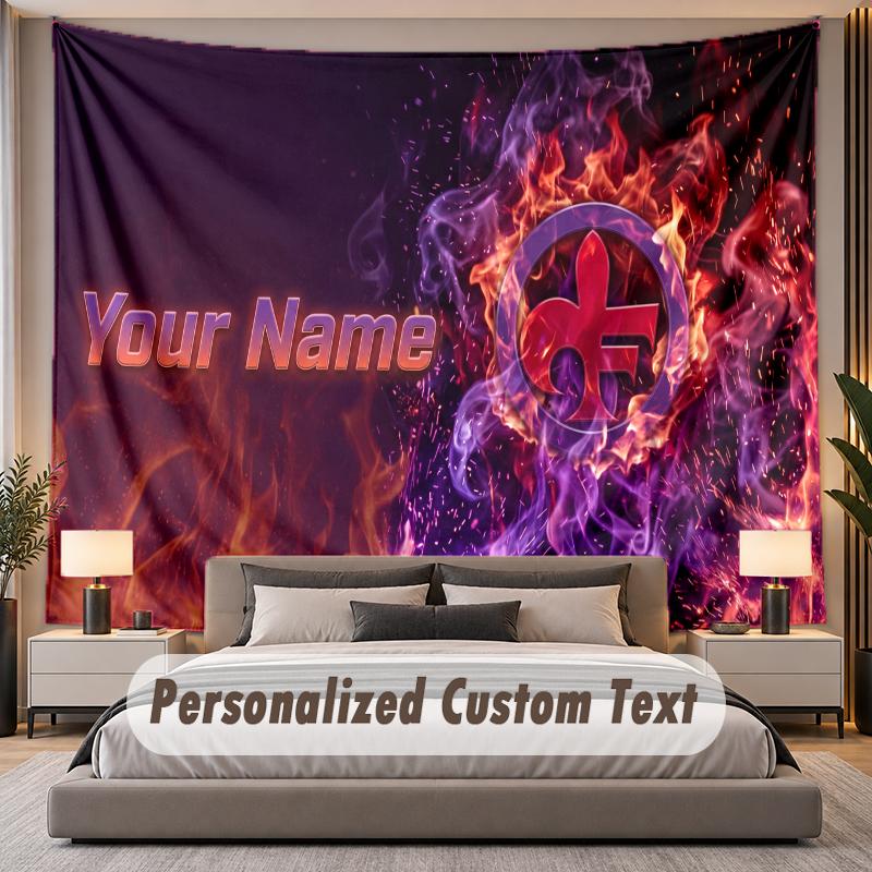 Custom Name Text Tapestry Fiorentina FC Personalized Polyester Wall Tapestry For Bedroom And Room