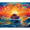 Картина маслом по номерам, закат, корабль, пейзаж, сделай сам, краска по номерам на холсте, безрамное украшение для дома, уникальный подарок 40x50 см