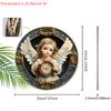 Wooden Sign Adorable Angel & Clock Pattern - Charming Round Artwork for Front Door Wall Home Hanging Decoration