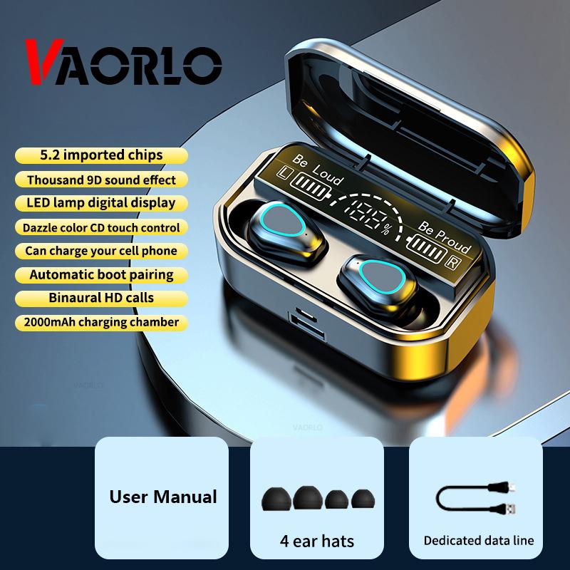 VAORLO Мини-вкладыши, беспроводные наушники, наушники с цифровым дисплеем, гарнитура большой емкости с HD-микрофоном для всех смартфонов