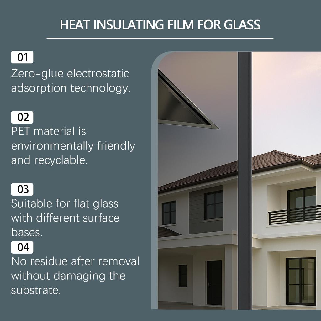 Светопрозрачная теплоизоляционная пленка для стекла, защита от подглядывания, безопасный и экологичный инженерный рулонный материал.