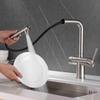 Nickel 304 Stainless Steel Pull-out Kitchen Faucet Dual Swivel Spout Drinking Water Filter Purifier Vessel Sink Mixer Tap