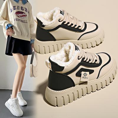 Корейская версия женских кроссовок-папы 2025 зима бархатные теплые высокие на платформе прилив студенческая повседневная спортивная хлопковая обувь ZY1 2261-1