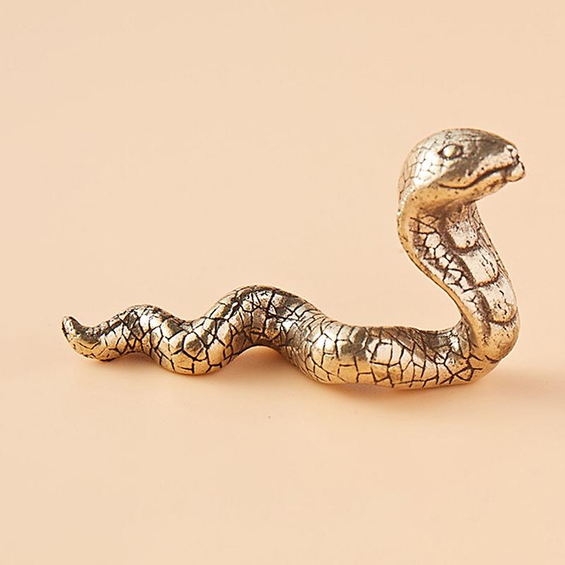 Антикварная бронзовая фигурка змеи-кобры, резьба по меди, зодиакальные животные, украшения для стола, чайные украшения для домашних животных, латунные изделия