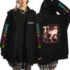 Genshin Impact Anime Print Hooded Cardigan Sweatshirt Loose Fit Teens Casual Wear