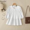Women Casual Round Neck Solid Color Loose Short Sleeve Blouse