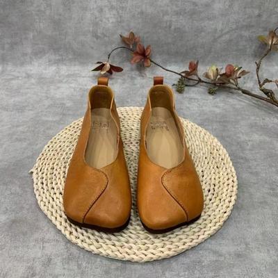 Модные кожаные балетки Женские лоферы Туфли Квадратный носок Мелкие Повседневные туфли Тренд 2025 Ходьба Мягкие Уютные Зимние Дизайнерские Женские Туфли