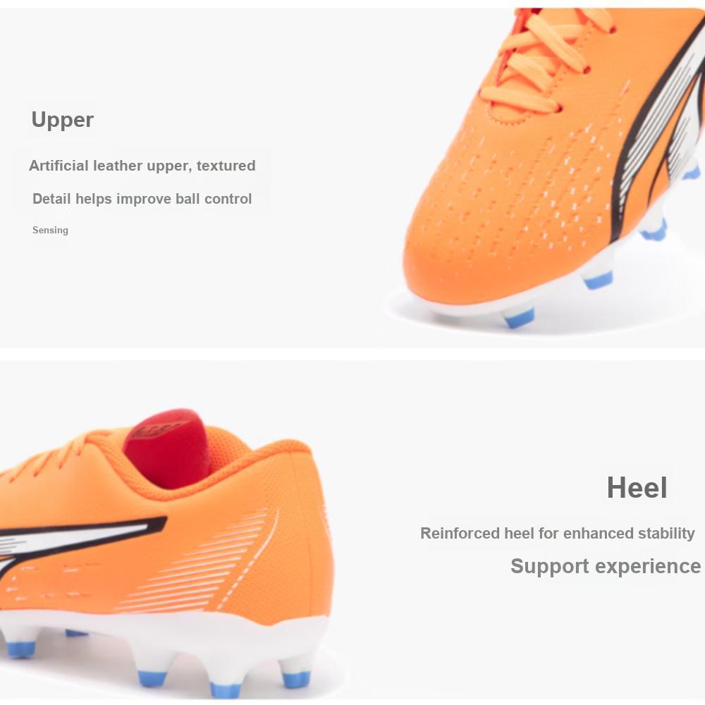 Puma Детские футбольные бутсы с низким верхом для игры на натуральном газоне Ultra Play Детские футбольные бутсы Оранжевые Белые 107233-01